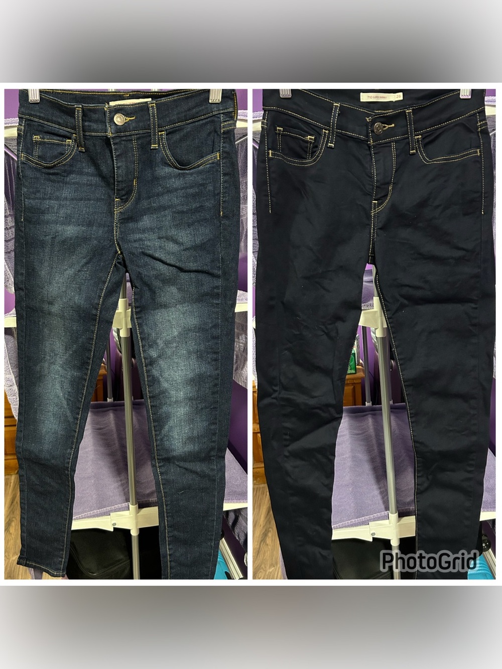 Lot of 2 Levi's Very Dark Indigo and Dark Indigo 710 Super Skinny Jeans